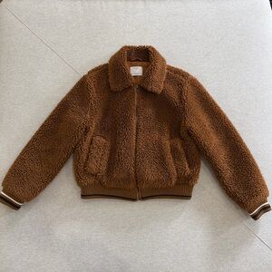 Bershka Brown Sherpa Bomber Jacket